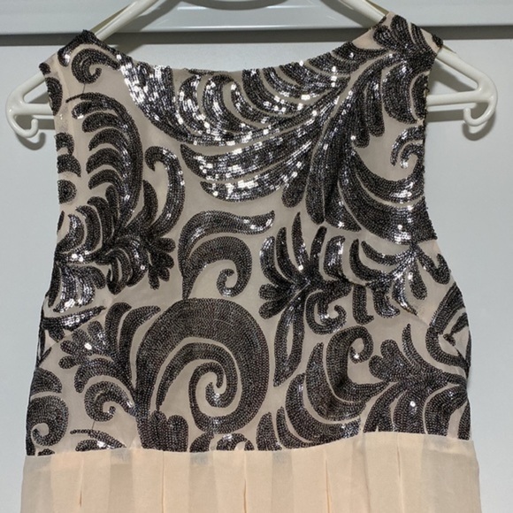 TFNC London 
Dress  Sarah Sequin & Chiffon Low Back peach Mini Dress prom dress - Picture 3 of 9